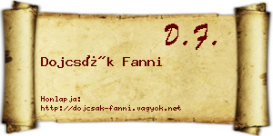 Dojcsák Fanni névjegykártya